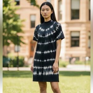 Anthropologie T.la Heidi Mock Neck Tie Dye Tee Dress Size m Romantic Hippie